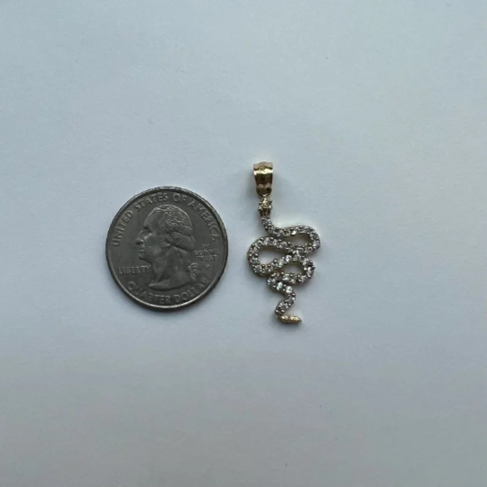 14k Real Yellow Gold Snake Charm Pendant | Streetwear Snake Pendant Snak…